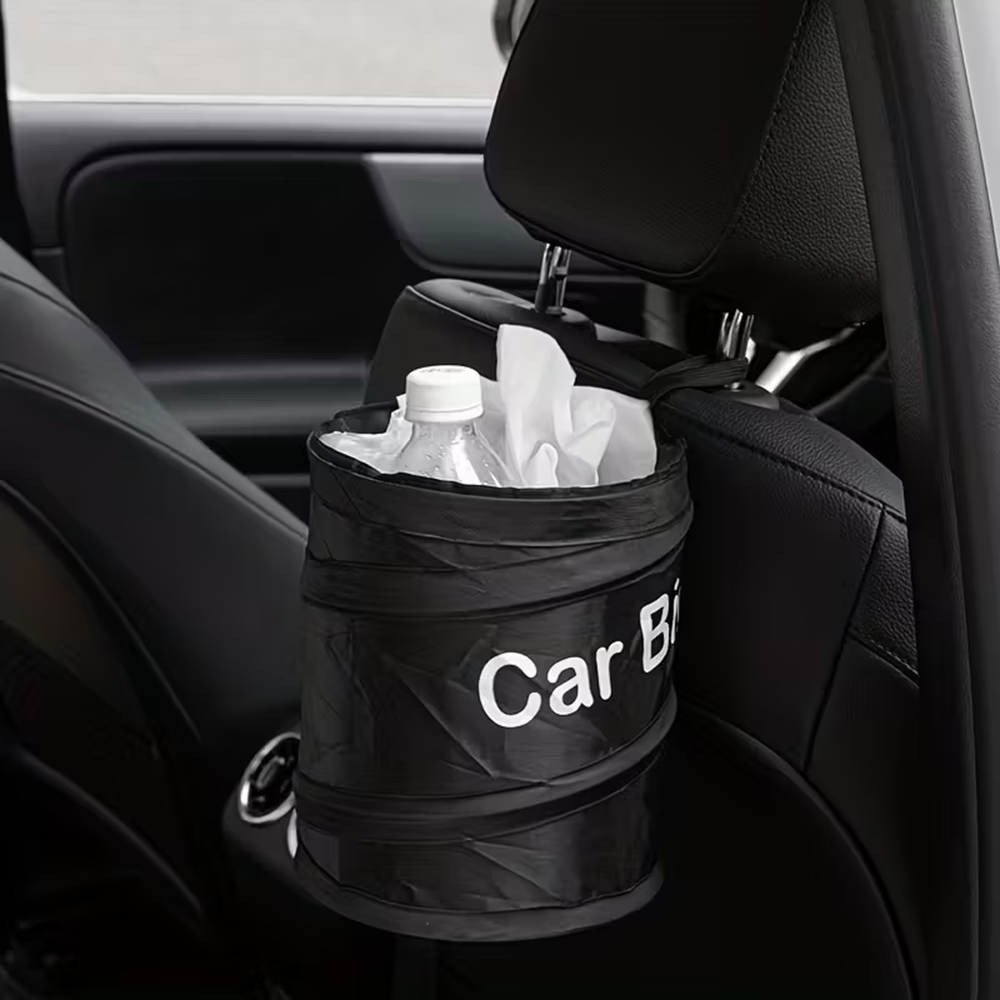 Waterproof Car Trash Can With Lid - Mini lata de lixo dobrável preta