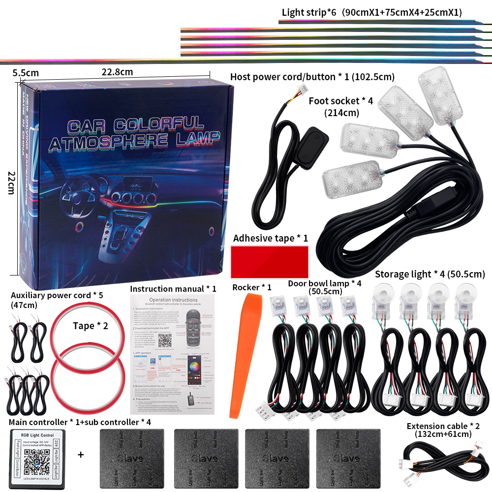 Luz Ambiente para Carro 6/10/1 - Led Ambient Interior Car Lights App Control avaliação e preço