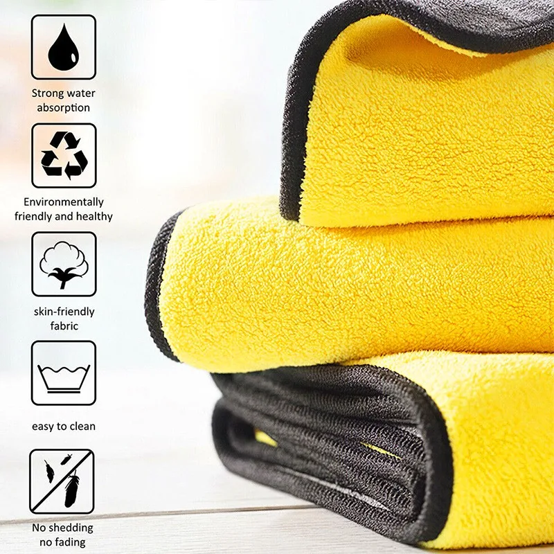 Toalhas de dupla camada grossa - Microfiber Car Drying Towel Super Absorbent avaliação e preço